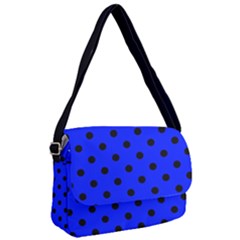 Large Black Polka Dots On Just Blue - Courier Bag by FashionLane