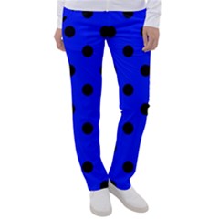 Large Black Polka Dots On Just Blue - Women s Casual Pants by FashionLane