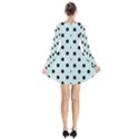 Large Black Polka Dots On Pale Blue - Long Sleeve Velvet V-neck Dress View2