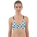 Large Black Polka Dots On Pale Blue - Wrap Around Bikini Top View1