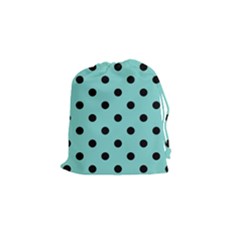 Large Black Polka Dots On Tiffany Blue - Drawstring Pouch (small) by FashionLane