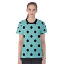 Large Black Polka Dots On Tiffany Blue - Women s Cotton Tee View1