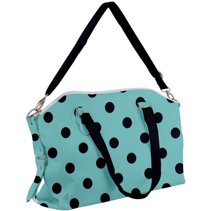 Large Black Polka Dots On Tiffany Blue - Canvas Crossbody Bag