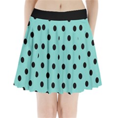 Large Black Polka Dots On Tiffany Blue - Pleated Mini Skirt by FashionLane