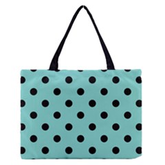 Large Black Polka Dots On Tiffany Blue - Zipper Medium Tote Bag by FashionLane