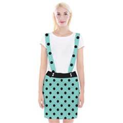 Large Black Polka Dots On Tiffany Blue - Braces Suspender Skirt by FashionLane