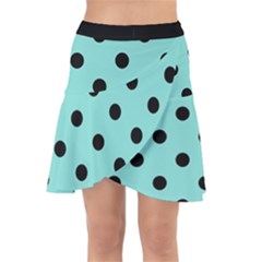 Large Black Polka Dots On Tiffany Blue - Wrap Front Skirt by FashionLane