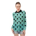 Large Black Polka Dots On Tiffany Blue - Long Sleeve Chiffon Shirt View1