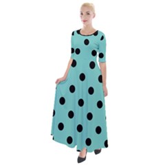 Large Black Polka Dots On Tiffany Blue - Half Sleeves Maxi Dress by FashionLane