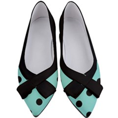 Large Black Polka Dots On Tiffany Blue - Women s Bow Heels by FashionLane