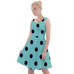 Large Black Polka Dots On Tiffany Blue - Knee Length Skater Dress by FashionLane