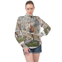 Vixen On The Stile - By Larenard High Neck Long Sleeve Chiffon Top by LaRenard