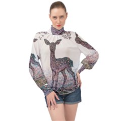 Pearl Meadow - By Larenard High Neck Long Sleeve Chiffon Top by LaRenard