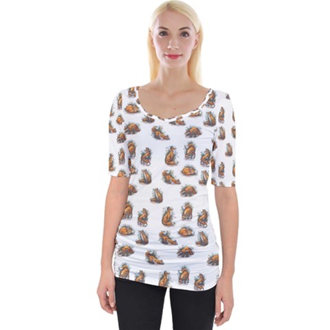 Little Fox - White - By Larenard Wide Neckline Tee by LaRenard