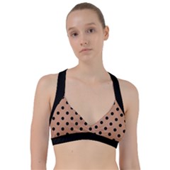 Large Black Polka Dots On Antique Brass Brown - Sweetheart Sports Bra by FashionLane