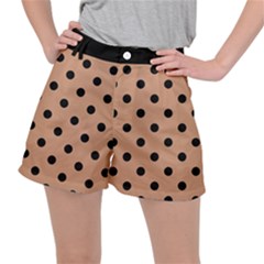 Large Black Polka Dots On Antique Brass Brown - Ripstop Shorts by FashionLane