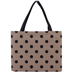 Large Black Polka Dots On Beaver Brown - Mini Tote Bag by FashionLane