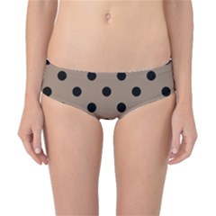 Large Black Polka Dots On Beaver Brown - Classic Bikini Bottoms by FashionLane