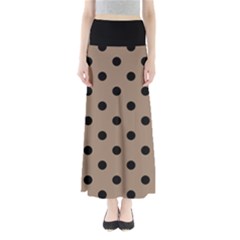 Large Black Polka Dots On Beaver Brown - Full Length Maxi Skirt by FashionLane