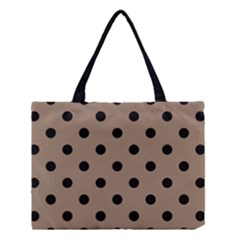 Large Black Polka Dots On Beaver Brown - Medium Tote Bag by FashionLane