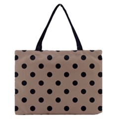 Large Black Polka Dots On Beaver Brown - Zipper Medium Tote Bag by FashionLane