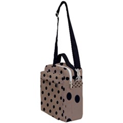 Large Black Polka Dots On Beaver Brown - Crossbody Day Bag by FashionLane