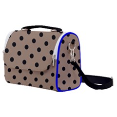 Large Black Polka Dots On Beaver Brown - Satchel Shoulder Bag by FashionLane