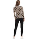 Large Black Polka Dots On Beaver Brown - Women s Long Sleeve Rash Guard View2