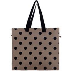 Large Black Polka Dots On Beaver Brown - Canvas Travel Bag by FashionLane