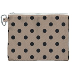 Large Black Polka Dots On Beaver Brown - Canvas Cosmetic Bag (xxl) by FashionLane