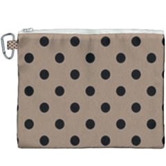 Large Black Polka Dots On Beaver Brown - Canvas Cosmetic Bag (xxxl) by FashionLane