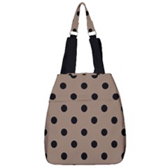 Large Black Polka Dots On Beaver Brown - Center Zip Backpack by FashionLane