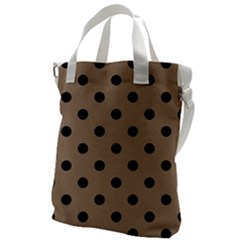 Large Black Polka Dots On Beaver Brown - Canvas Messenger Bag by FashionLane