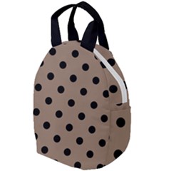 Large Black Polka Dots On Beaver Brown - Travel Backpacks by FashionLane