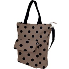 Large Black Polka Dots On Beaver Brown - Shoulder Tote Bag by FashionLane