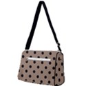 Large Black Polka Dots On Beaver Brown - Front Pocket Crossbody Bag View2