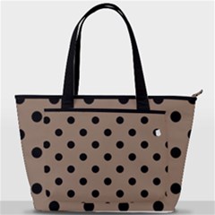 Large Black Polka Dots On Beaver Brown - Back Pocket Shoulder Bag  by FashionLane