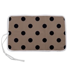 Large Black Polka Dots On Beaver Brown - Pen Storage Case (m) by FashionLane