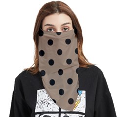 Large Black Polka Dots On Beaver Brown - Face Covering Bandana (triangle) by FashionLane