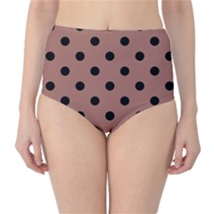 Large Black Polka Dots On Blast-off Bronze - Classic High-waist Bikini Bottoms by FashionLane