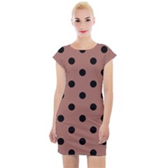 Large Black Polka Dots On Blast-off Bronze - Cap Sleeve Bodycon Dress by FashionLane