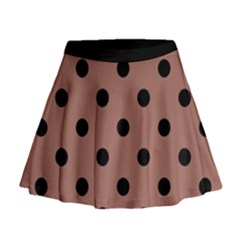 Large Black Polka Dots On Blast-off Bronze - Mini Flare Skirt by FashionLane