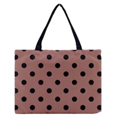 Large Black Polka Dots On Blast-off Bronze - Zipper Medium Tote Bag by FashionLane