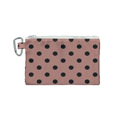 Large Black Polka Dots On Blast-off Bronze - Canvas Cosmetic Bag (small)