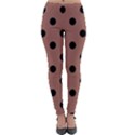 Large Black Polka Dots On Blast-off Bronze - Lightweight Velour Leggings View1