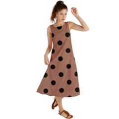 Large Black Polka Dots On Blast-off Bronze - Summer Maxi Dress by FashionLane