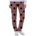 Large Black Polka Dots On Blast-off Bronze - Women s Casual Pants View1