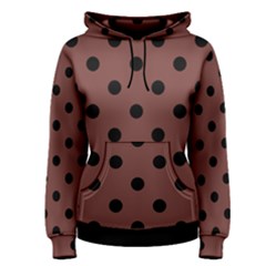 Large Black Polka Dots On Bole Brown - Women s Pullover Hoodie by FashionLane