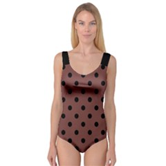 Large Black Polka Dots On Bole Brown - Princess Tank Leotard  by FashionLane