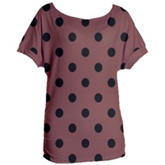 Large Black Polka Dots On Bole Brown - Women s Oversized Tee by FashionLane